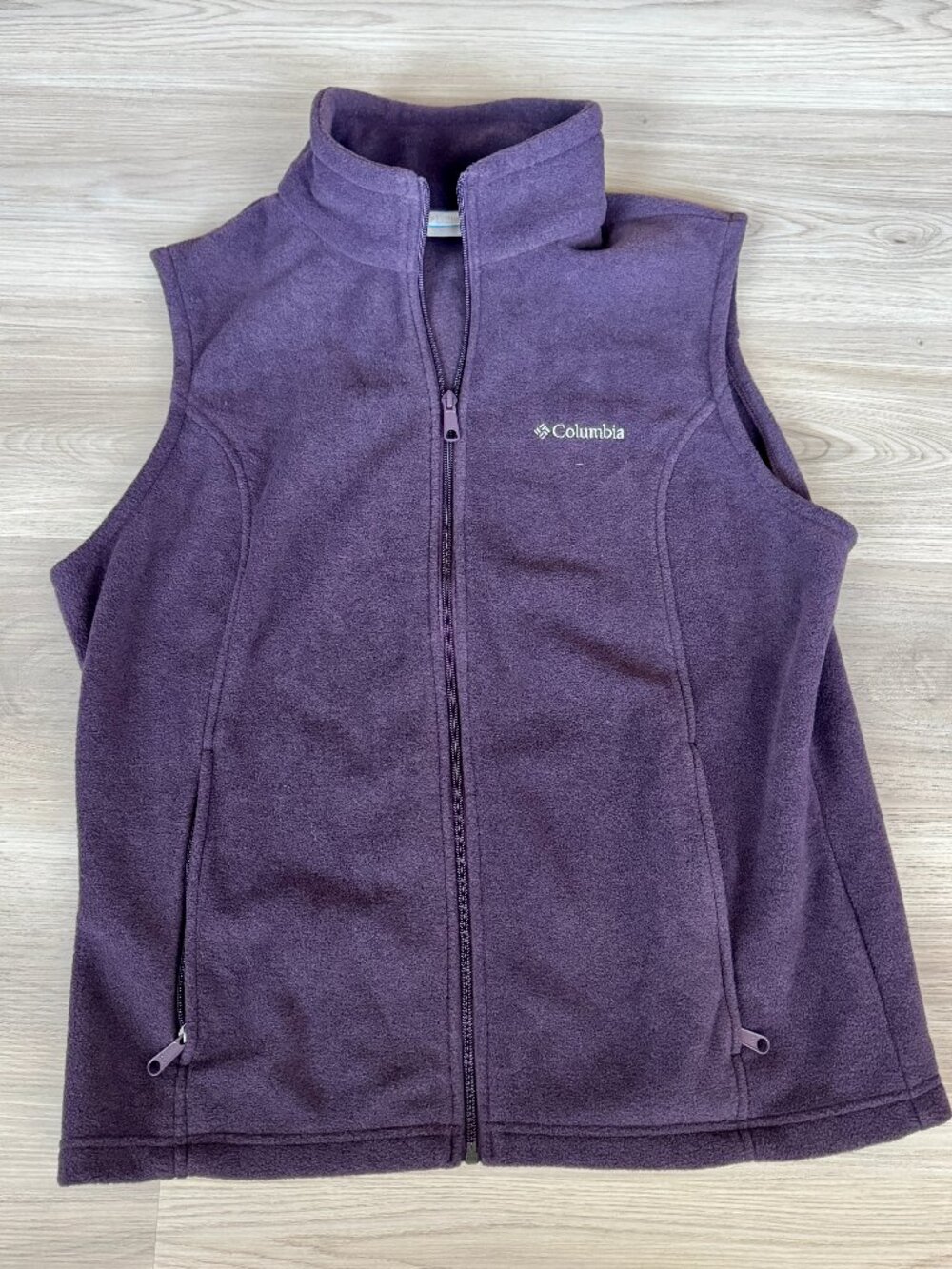 Columbia Fleece Vest Women's XL Purple Full Zip Sherpa Sleeveless